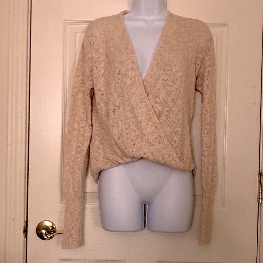 Deep Deep Plunge Cream Knit Sweater